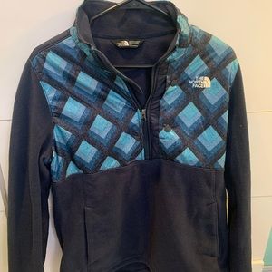 Navy and Blue North Face fleece pullover